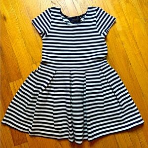 Polo RL girls sz 5 navy/white striped ribbed dress, excellent condition